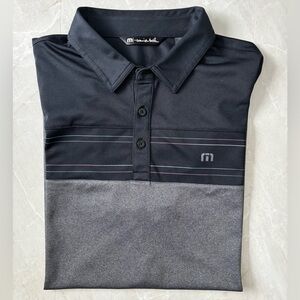 Travis Mathew Black Polo Shirt Striped Black Xl